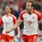 Penyerang Bayern Munich asal Inggris Harry Kane selebrasi usai mencetak gol 2-1 dari titik penalti pada laga leg pertama semifinal Liga Champions UEFA antara FC Bayern Munich berhadapan dengan Real Madrid CF di Munich, Jerman (30/4/2024). (AFP/Michaela Stache)