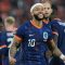 Momen selebrasi Memphis Depay usai cetak gol di laga Belanda vs Kanada, uji coba internasional Juni 2024 (AP Photo/Patrick Post)