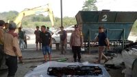KECELAKAAN KERJA  : Kondisi jasad Usman (21), seorang pekerja PT BBM, tewas setelah tergiling mesin penghalus batu bara di Kampung Ciembe, RT (005/013) Desa Padabeunghar, Kecamatan Jampangtengah, Kabupaten Sukabumi.(FOTO : UNTUK RADAR SUKABUMI)