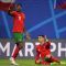 Pemain Portugal, Rafael Leao (kiri) dan Cristiano Ronaldo (c) AP Photo/Petr Josek