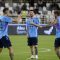 Arsip Foto - (Ki-ka) Gelandang Argentina Angel Di Maria, penyerang Lionel Messi, dan gelandang Rodrigo de Paul. (AFP/Karim Sahib)