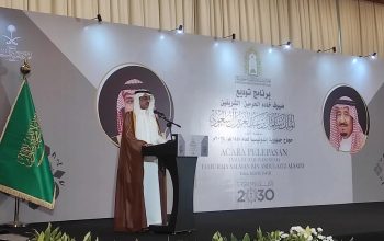 Duta Besar Arab Saudi untuk Indonesia, Faisal Abdullah H. Amodi, pada acara pelepasan calon haji Indonesia atas undangan Raja Salman, di Jakarta, Sabtu (8/6/2024). (Asri Mayang Sari)