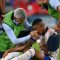 Penyerang Prancis Kylian Mbappe menerima perawatan medis selama pertandingan sepak bola Grup D UEFA Euro 2024 antara Austria dan Prancis di Duesseldorf Arena di Duesseldorf pada 17 Juni 2024.