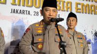 Kapolri Jenderal Pol. Listyo Sigit Prabowo saat memberikan keterangan pers usai menghadiri acara Doa Bersama Lintas Agama dalam rangka Peringatan Hari Bhayangkara Ke-78 di Lapangan Bhayangkara Mabes Polri, Jakarta, Jumat (28/6/2024). 