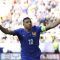 Selebrasi gol pemain Prancis, Kylian Mbappe (c) Friso Gentsch/dpa via AP