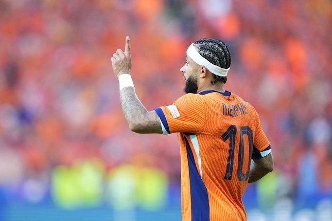 Selebrasi gol pemain Belanda, Memphis Depay (c) AP Photo/Ebrahim Noroozi