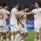 Pesepak bola Timnas Indonesia Thom Jan Haye (kanan) berselebrasi dengan rekannya usai mencetak gol ke gawang Timnas Filipina dalam laga lanjutan Grup F Kualifikasi Piala Dunia 2026 zona Asia, di Stadion Utama Gelora Bung Karno (SUGBK), Senayan, Jakarta, Selasa (11/6/2024). (Risyal Hidayat).
