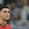 Reaksi penyerang Portugal #07 Cristiano Ronaldo setelah gagal mencetak tendangan penalti pada pertandingan sepak bola babak 16 besar UEFA Euro 2024 antara Portugal dan Slovenia di Frankfurt Arena di Frankfurt pada Senin (1/7/2024). (AFP/Patricia De Melo Moreira)