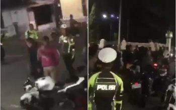 Terjadi bentrok antara brimob dan polisi di Kota Tual, Maluku. (Sumber: tangkapan layar Twitter)