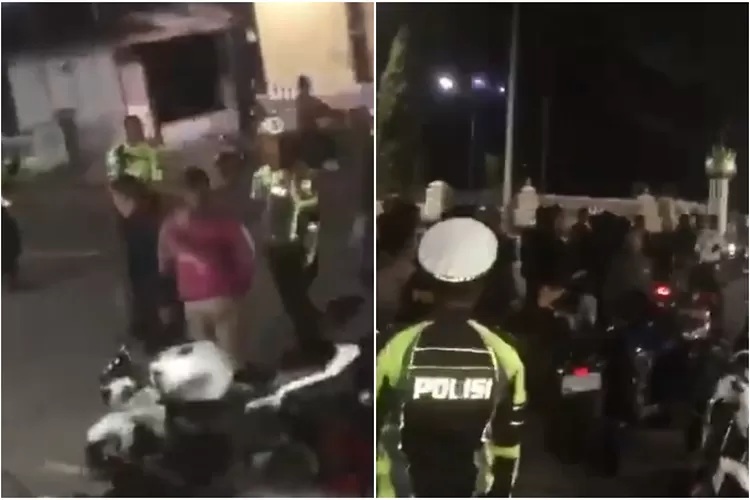 Terjadi bentrok antara brimob dan polisi di Kota Tual, Maluku. (Sumber: tangkapan layar Twitter)