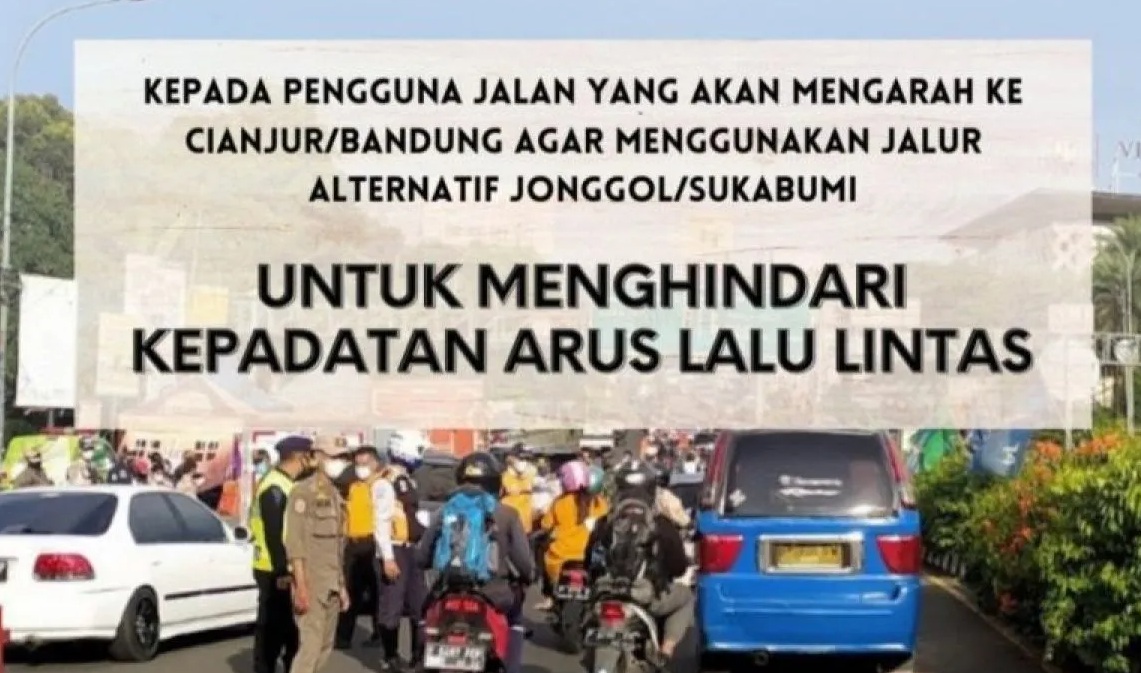 Poster imbauan untuk menghindari jalur wisata Puncak saat penertiban. (Humas Pemkab Bogor)