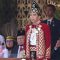 Presiden RI Joko Widodo saat memakai baju adat Banjar di upacara penurunan bendera merah putih HUT Ke-79 Kemerdekaan RI di Istana Negara di IKN Kaltim, 17 Agustus 2024. (Hafiz Mubarak).