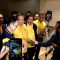 Ketua Umum DPP Partai Golkar Airlangga Hartarto (tiga kanan) menjawab pertanyaan wartawan selepas menghadiri puncak peringatan HUT Ke-46 AMPI di Jakarta, Jumat (2/8/2024). ANTARA/Genta Tenri Mawangi.