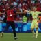 Gelandang Spanyol Benat Turrientes #08 berselebrasi bersama rekannya saat menang atas Maroko sekaligus memastikan tiket final sepak bola Olimpiade Paris 2024 di Marseille Stadium, Marseille, Senin (5/8/2024). (Photo by Pascal GUYOT / AFP) (AFP/PASCAL GUYOT)