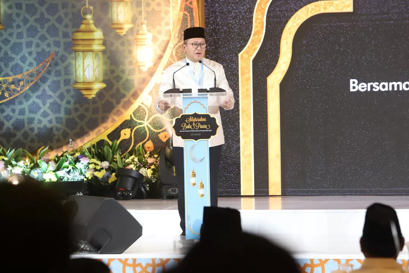 Ketua TKN Rosan Roeslani saat menghadiri silaturahmi dan buka puasa bersama TKN di Jakarta, Senin (25/3/2024). (DERY RIDWANSAH/ JAWAPOS.COM)