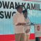 Bakal pasangan calon Gubernur dan Wakil Gubernur DKI Jakarta Ridwan Kamil (kiri) dan Suswono saat memberikan sambutan usai dideklarasikan oleh 12 partai politik di Hotel Sultan, Jakarta, Senin (19/8/2024). (Rio Feisal)