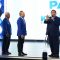 Presiden Terpilih Periode 2024-2029 Prabowo Subianto di dampingi Ketum PAN Zulkifli Hasan dan Ketua Dewan Penasihat PAN Hatta Rajasa pada penutupan Kongres VI PAN di Jakarta, Sabtu (24/8/2024). (Dery