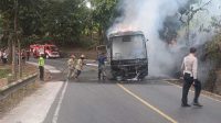 Bus MGI Jurusan Palabuhanratu Bogor Terbakar di Cibadak Sukabumi