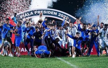 Suasana perayaan gelar juara Piala Presiden 2022 oleh Arema di Stadion Segiri, Samarinda pada Minggu (17/7/2022)Instagram Arema FC