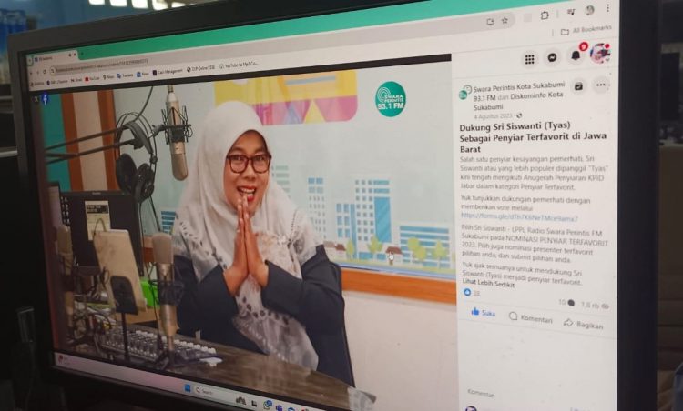 SUPEL: Penyiar Terfavorit Jabar 2023, Mbak Tyas yang bersuara merdu ini mengawali karir sebagai penyiar pada tahun 1990 di STURADA hingga berganti nama menjadi RSPD dan LPPL Radio Swara Perintis. (sri)