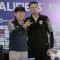 Bek tim nasional Indonesia Justin Hubner (kanan) berfoto bersama sang pelatih Shin Tae-yong usai konferensi pers pra-laga Grup C putaran ketiga kualifikasi Piala Dunia 2026 zona Asia di Stadion Utama Gelora Bung Karno, Jakarta, Senin (9/9/2024). (Michael Siahaan)