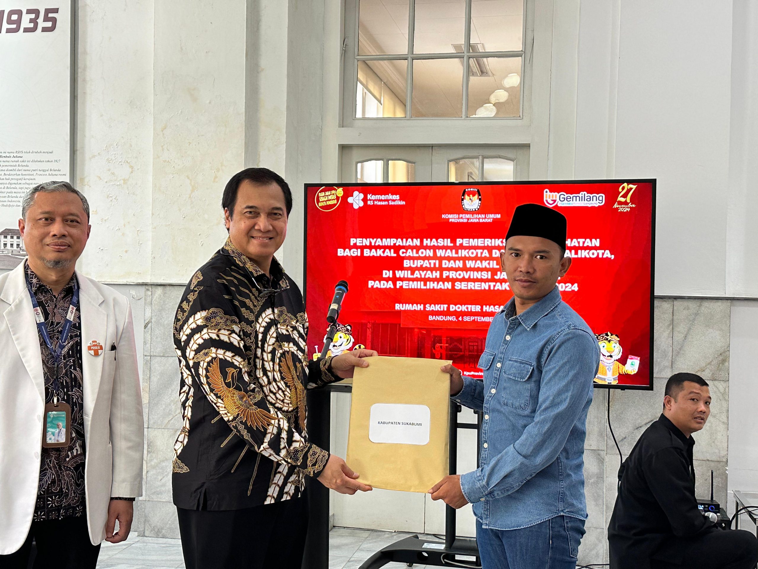 Ketua Divisi Teknis Penyelenggaraan Abdullah Ahmad Mulya Syafe'i, yang menerima hasil kesehatan pada tanggal 4 September 2024 pasangan Asep Japar-Andreas dan Iyos Somantri dan Zainul sudah memenuhi syarat.
