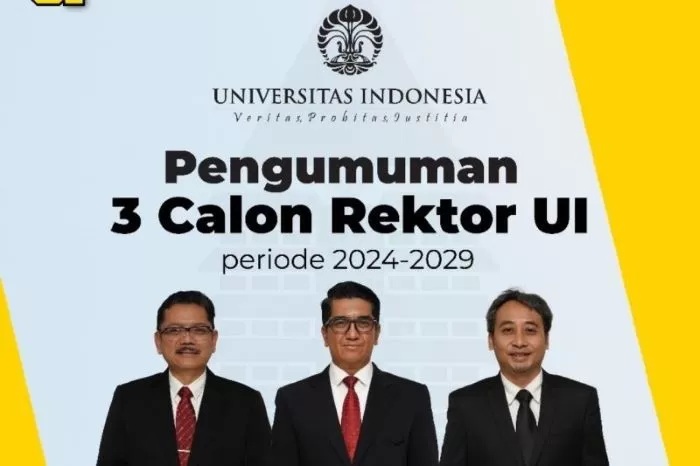 UI umumkan tiga nama calon rektor periode 2024–2029 yang lolos penyaringan. (Humas UI/Antara)