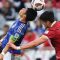 Pesepakbola Timnas Indonesia Elkan Baggott (kanan) berebut bola dengan pemain Jepang Wataru Endo (kiri) saat bertanding pada penyisihan grup D Piala Asia 2023 di Stadion Al Thumama, Doha, Qatar, Rabu (24/1/2024). (Yusran Uccang)