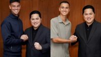 Momen Erick Thohir bersalaman dengan Calon Pemain Timnas Indonesia yaitu Mees Hilgers dan Elano Reijnders (Instagram@erickthohir)