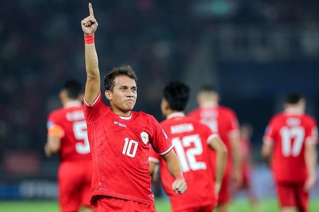 Egy Maulana Vikri merayakan gol ke gawang Vietnam pada Kualifikasi Piala Dunia 2026 zona Asia (c) Bagaskara Lazuardi