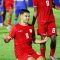 Pesepak bola Timnas Indonesia U-20 Jens Revan melakukan selebrasi usai mencetak gol ke gawang Timnas Maladewa U-20 pada laga Kualifikasi Piala Asia U-20 2025 Grup F di Stadion Madya Gelora Bung Karno, Jakarta, Rabu (25/9/2024). (Dery Ridwansah/ JawaPos.com)