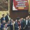 Sejumlah Anggota MPR RI berfoto bersama usai menghadiri Rapat Pimpinan Gabungan Sementara MPR RI di kompleks parlemen, Senayan, Jakarta, Rabu (2/10/2024). (Rio Feisal)