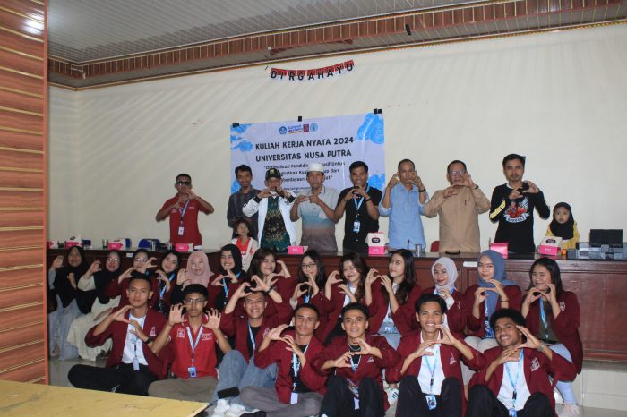 FOTO BERSAMA : Mahasiswa KKN (Kuliah Kerja Nyata) dari Program Studi Hukum, Manajemen, Akuntansi, dan Teknik Informatika Universitas Nusa Putra baru-baru ini telah menyelesaikan dua program kerja utama dengan tujuan Mengoptimalisasi Pendidikan Inklusif untuk Meningkatkan Kualitas Hidup dan Pemberdayaan Masyarakat. (Foto : Nusaputra)