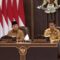 Presiden Prabowo Subianto dan Wapres Gibran Rakabuming Raka memimpin sidang perdana Kabinet Merah Putih di Istana Merdeka, Jakarta, Rabu (23/10). (Setpres)