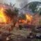 Rumah warga yang dibakar saat konflik antar warga di dua desa di pulau Adonara, Kabupaten Flores Timur, Senin. (ANTARA)