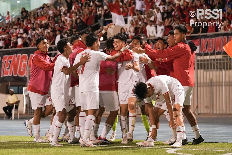 Pemain Timnas Indonesia merayakan gol Matthew Baker pada laga Kualifikasi Piala Asia U-17 2025 (c) Media PSSI