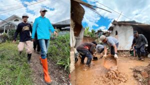 Dida Sembada Bersama Tim Merangkul Sukabumi Kerja Bakti di Lokasi Bencana Banjir