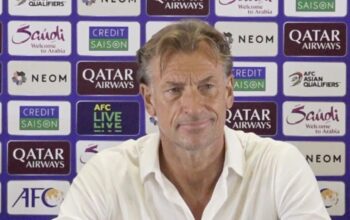 Pelatih timnas Arab Saudi Herve Renard menjawab pertanyaan pewarta pada jumpa pers setelah pertandingan putaran ketiga kualifikasi Piala Dunia 2026 zona Asia antara Indonesia melawan Arab Saudi di Stadion Utama Gelora Bung Karno, Jakarta, Selasa (19/11/2024). (YOGI RACHMAN)