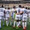 Selebrasi Marcus Thuram (tengah) dengan rekan setimnya setelah mencetak gol untuk Inter Milan dalam pertandingan Liga Italia melawan Verona di Marcantonio Bentegodi, Verona pada Sabtu (23/11/2024).