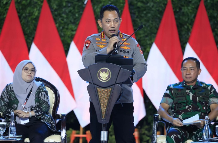 Kapolri Jenderal Listyo Sigit Prabowo saat berbicara mengenai hoax dan disinformasi jelang Pilkada Serentak. (Mabes Polri)