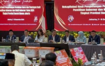 Suasana rapat pleno Penetapan Hasil Pemilihan Gubernur DKI Jakarta 2024 di Hotel Sari Pan Pasific Jakarta, Minggu (8/12/2024). ANTARA/Lifia Mawaddah Putri.