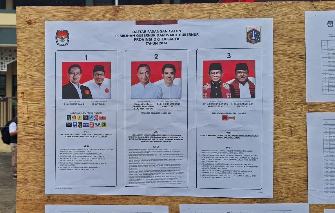 Foto surat suara pasangan calon gubernur dan wakil gubernur DKI di TPS 046 Cipete Selatan, Jakarta, Rabu (27/11/2024).