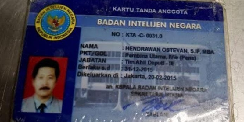 Kartu anggota milik Brigjen TNI (Purn) Hendrawan Ostevan/Ist