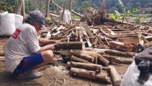 Melihat Semangat Abah Sidin Membuat Arang, Manfaatkan Kayu yang Terbawa Banjir