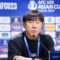 Pelatih timnas Indonesia U-23 Shin Tae-yonhlg menghadiri konferensi pers sebelum pertandingan perdana Piala Asia U-23 di Qatar, Minggu (14/4/2024). (PSSI.)