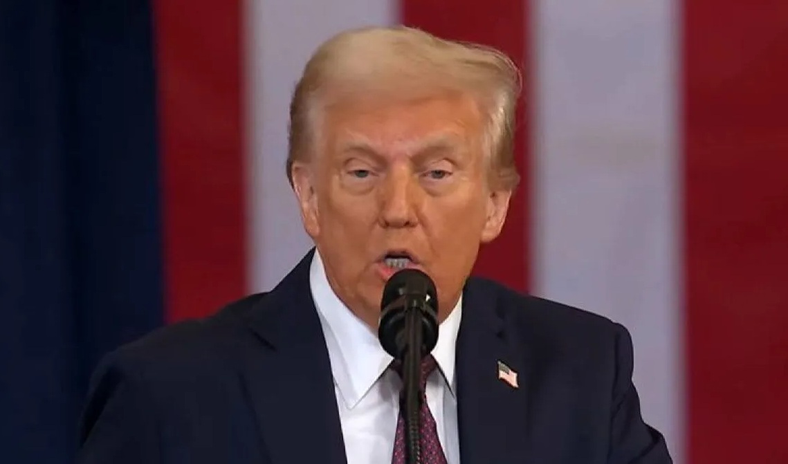 Tangkapan layar - Presiden Ke-47 Amerika Serikat,Donald Trump, di Capitol Rotunda,Washington DC, Selasa (21/1/2025) dini hari.