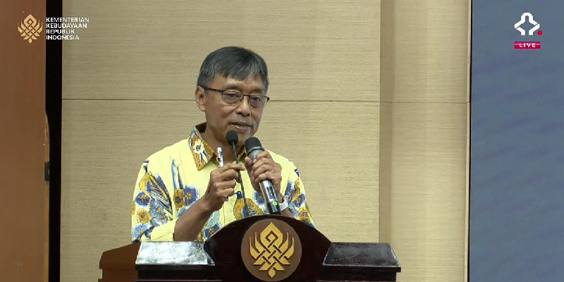 Peneliti BRIN Prof. Danny Hilman Natawidjaja, dalam diskusi publik bertajuk “Melihat Kembali Nilai-Nilai Penting Situs Cagar Budaya Nasional Gunung Padang: Suatu Upaya Pelestarian Cagar Budaya Berkelanjutan” di Graha Utama, Gedung Ki Hajar Dewantara lantai 3, Kemendikdasmen, Senin 11 Februari 2025/Rep
