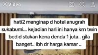 Pengunjung Hotel Anugrah Sukabumi Kena Denda Rp1 Juta, Gegara Twin Bed Disatukan