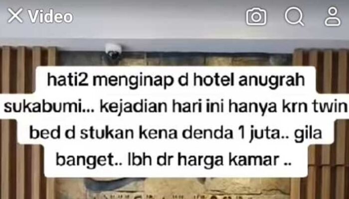 Pengunjung Hotel Anugrah Sukabumi Kena Denda Rp1 Juta, Gegara Twin Bed Disatukan