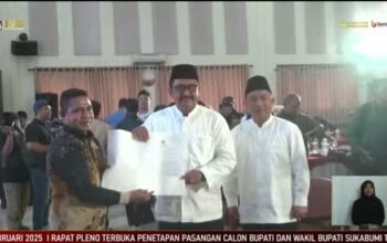 Komisi Pemilihan Umum (KPU) Kabupaten Sukabumi akhirnya menetapkan pasangan Asep Japar dan Andreas sebagai sebagai Bupati dan Wakil Bupati Sukabumi terpilih dalam Pilkada Kabupaten Sukabumi 2024.